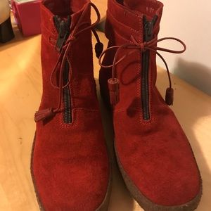 Bally red suede boots